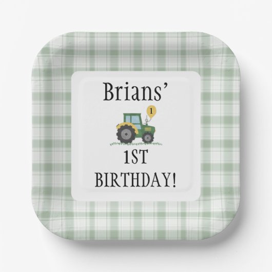 Start Your Tractor Square Paper Plate Papieren Bordje (Voorkant)