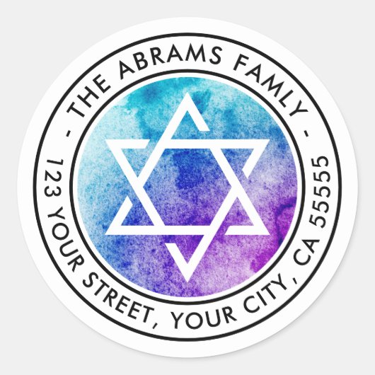 Startadres van David Blue waterverf Ronde Sticker (Voorkant)