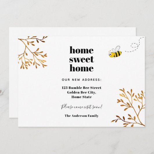 Startbijengoudfoliën voor thuisgebruik aankondiging (Voorkant / Achterkant)