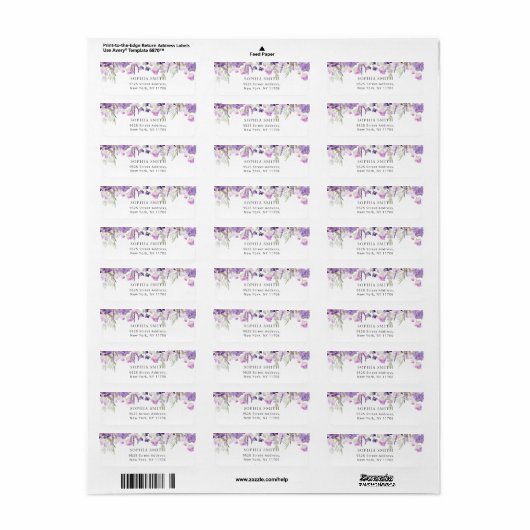 Startbloemen lavender return Address Label (Full Sheet)