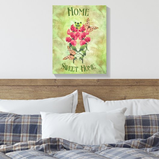 Startbloemen voor thuisgebruik en botervliegen canvas afdruk (Insitu (Slaapkamer))