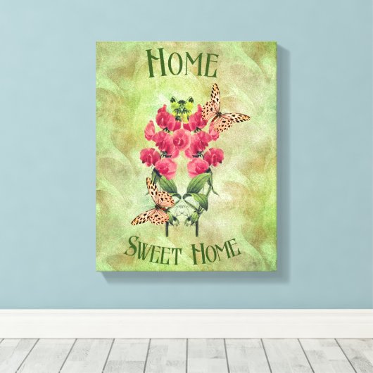 Startbloemen voor thuisgebruik en botervliegen canvas afdruk (Insitu (Houten vloer))