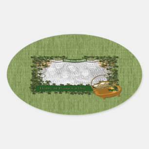 Startblokken - VOEG UW FOTO TOE - Shamrock-Lijst Ovale Sticker