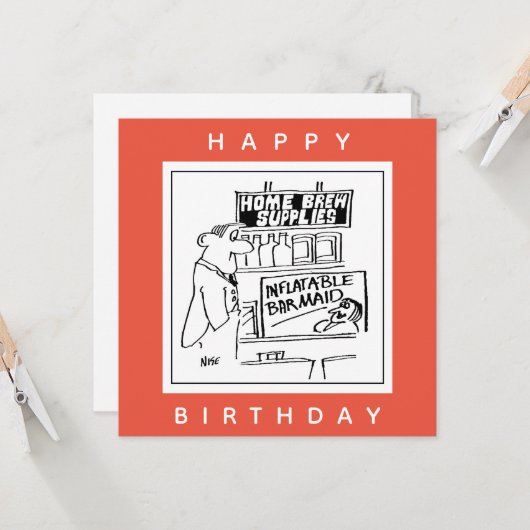 Startborstbeen Opblaasbare Barmaïde Cartoon Kaart (Voorkant / Achterkant in situ)