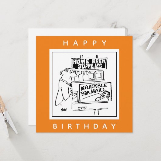 Startborstbeen Opblaasbare Barmaïde Cartoon Kaart (Voorkant / Achterkant in situ)