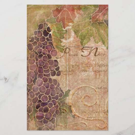 Startdecor voor Aged Grape Vineyard Waterverf Briefpapier (Voorkant)
