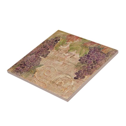Startdecor voor Aged Grape Vineyard Waterverf Tegeltje (Zijkant)