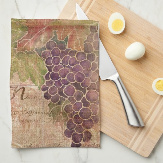Startdecor voor Aged Grape Vineyard Waterverf Theedoek (Quarter Fold)
