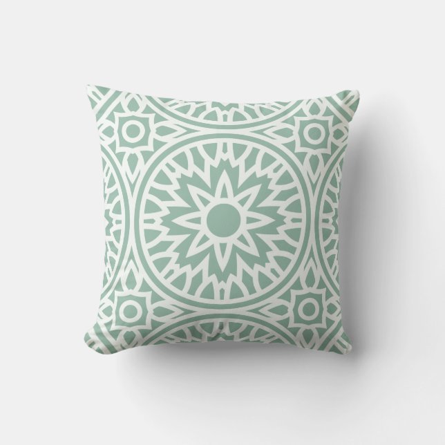 Startdecor voor groen en wit Mandala Kussen (Voorkant)