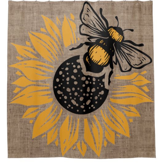 Startdeeg voor bijen en zonnebloemen douchegordijn (Voorkant)