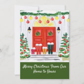 Startdeur van de familie feestdagenkaart (Voorkant)