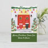 Startdeur van de familie feestdagenkaart (Staand voorkant)