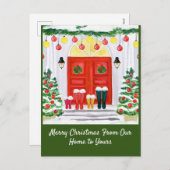 Startdeur van de familie feestdagenkaart (Voorkant / Achterkant)