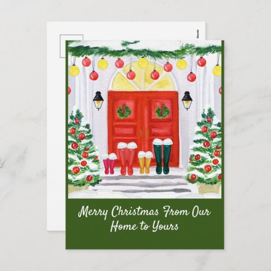 Startdeur van de familie feestdagenkaart (Voorkant / Achterkant)