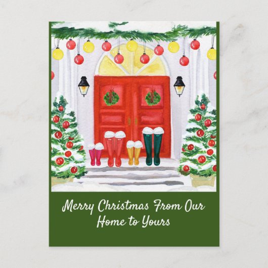 Startdeur van de familie feestdagenkaart (Voorkant)