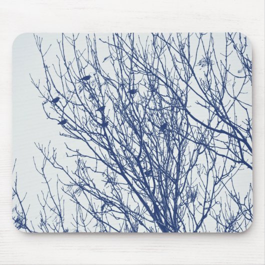 Starten in een boom - Cyanotype-effect Muismat (Voorkant)