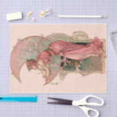 STARTEN/LADY VAN DE MON MET STROMEN IN PINK TISSUEPAPIER (Craft)