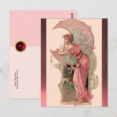 STARTEN / LADY VAN DE MOON MET STROMEN IN PINK BRIEFKAART (Voorkant / Achterkant)