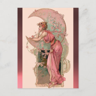 STARTEN / LADY VAN DE MOON MET STROMEN IN PINK BRIEFKAART