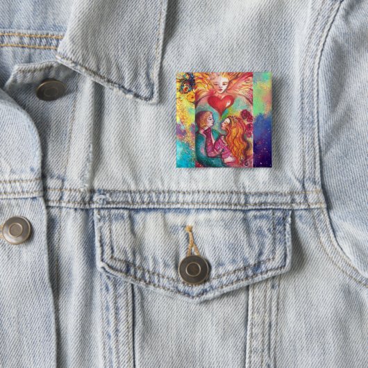 STARTEN VERLOREN SHADOWS, LOVERS Valentijnsdag Hea Vierkante Button 5,1 Cm (In situ)