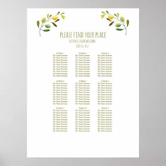 Startkaart voor het avondeten van olijfbijkantoren poster (Voorkant)