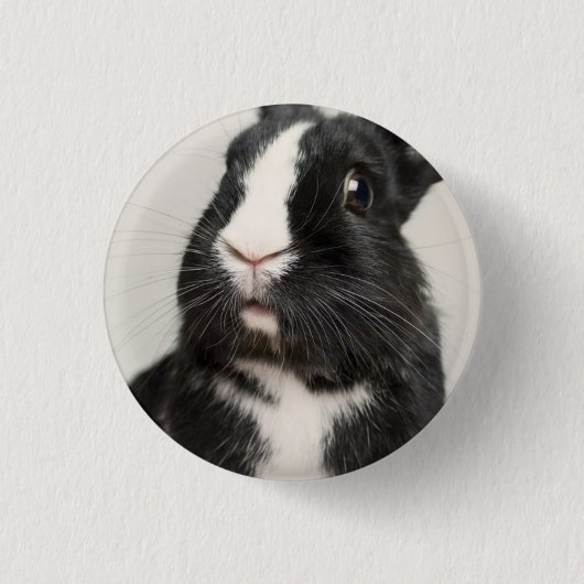Startled Black and White Bunny Rabbit Ronde Button 3,2 Cm (Voorkant)