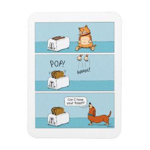 Startled Cat Leaves Toast voor Hond Magneet