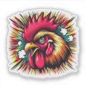 "Startled Mad Rooster" Vinyl Sticker (Voorkant)