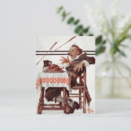 Startled Pilgrim.  kunstThanksgiving Briefkaart (Staand voorkant)