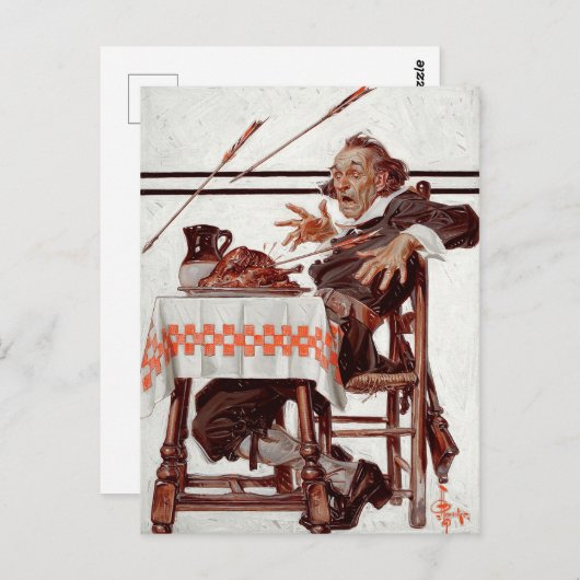 Startled Pilgrim.  kunstThanksgiving Briefkaart (Voorkant / Achterkant)