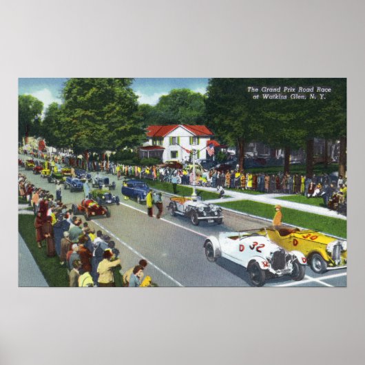 Startlijn bij de Grand Prix Auto Race Poster (Voorkant)