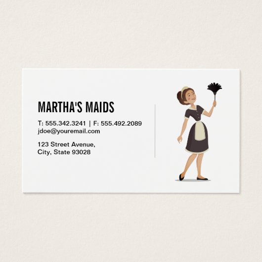 Startpagina Maid Cleaning Service Visitekaartje (Voorkant)