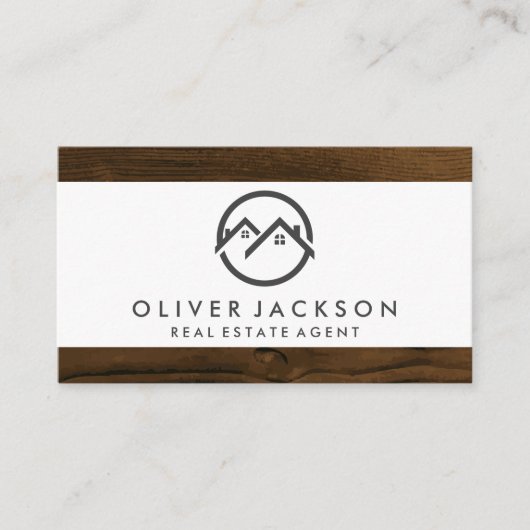 Startpagina onroerend goed pictogram | houtafwerki visitekaartje (Voorkant)
