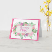 Startpagina Roze Floral Waterverf waar mama is Kaart (Gele Bloem)