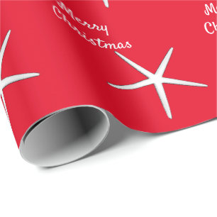 Startpatroon Rood wit strand Kerst Cadeaupapier