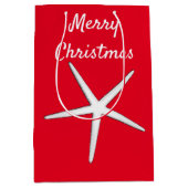 Startpatroon Rood wit strand Kerst Medium Cadeauzakje (Voorkant)