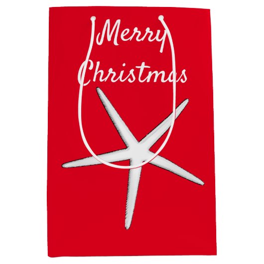 Startpatroon Rood wit strand Kerst Medium Cadeauzakje (Voorkant)