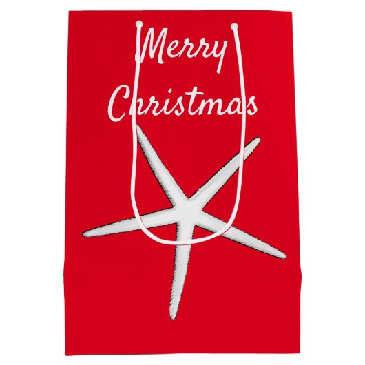 Startpatroon Rood wit strand Kerst Medium Cadeauzakje (Achterkant)