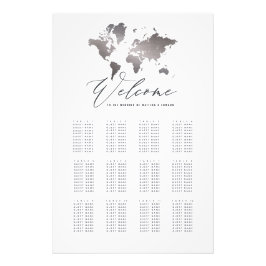 Startplan voor de wereldkaart van metallisch zilve foto afdruk