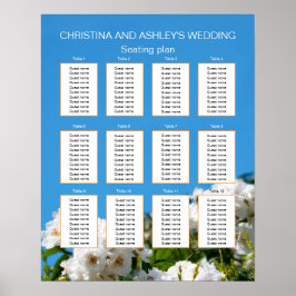 Startplan voor witte roodbruine bruiloft poster