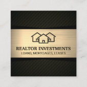 Startpunt pictogram | Goud Metaal | Zwart met patr Vierkante Visitekaartje (Voorkant)