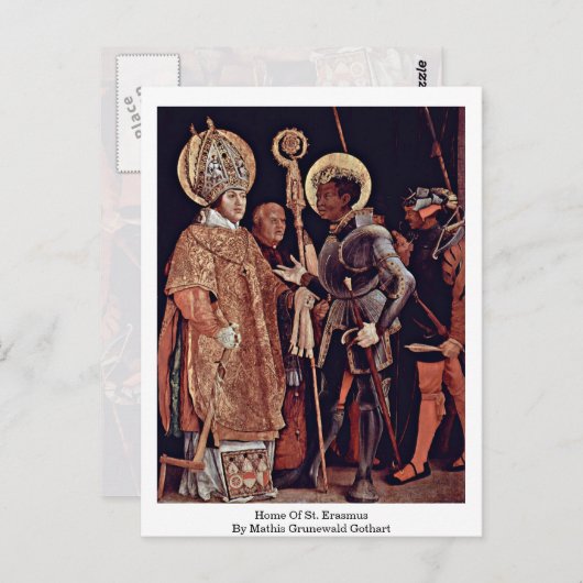 Startpunt van Erasmus van Mathis Grunewald Gothart Briefkaart (Voorkant / Achterkant)