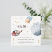 Startpunt voor externe ruimte elke zondag uitnodig bedankkaart (Staand voorkant)