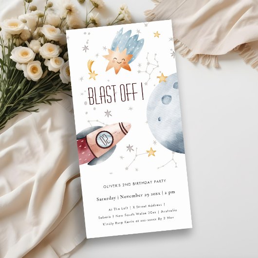 Startpunt voor externe ruimte elke zondag uitnodig bedankkaart