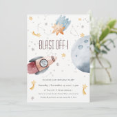 Startpunt voor externe ruimte elke zondag uitnodig bedankkaart (Staand voorkant)