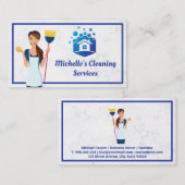 Startservice reinigen | Maid with Broom Visitekaartje (Voorkant / Achterkant)