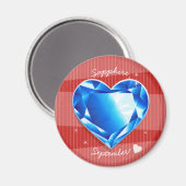 Startstenen september Sapphire Blue Heart Magneet (Voorkant / Achterkant)