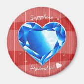 Startstenen september Sapphire Blue Heart Magneet (Voorkant)