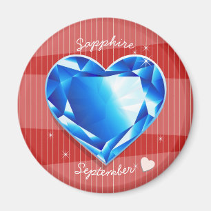 Startstenen september Sapphire Blue Heart Magneet