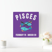 Startteken Pisces Vierkante Klok (Huis)